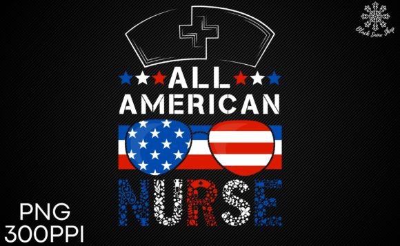 All American Nurse Sublimation PNG: Graphics for T-Shirt Designs