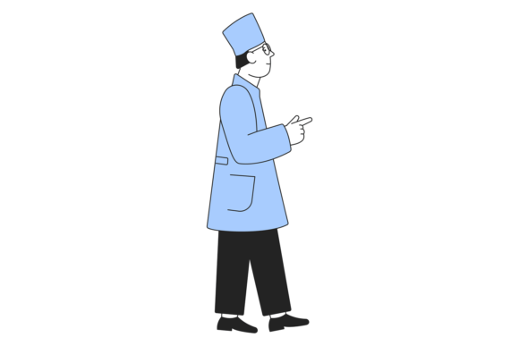 Doctor Making Point with Forefinger. Man Graphics