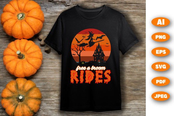 Free a Broom Halloween T-Shirt Design
