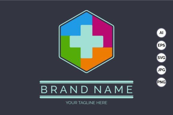 Hexagonal Cross Medical Hospital Logo Graphics