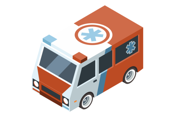 Isometric Ambulance. Medical Service Car Graphics