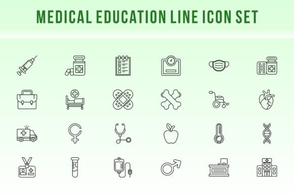 Medical Education Line Icon Set: Graphics and Icons for Digital Sellers