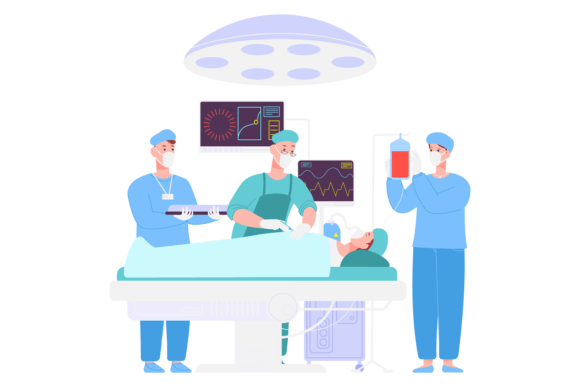 Medical Operation. Doctor Treat Patient Graphics