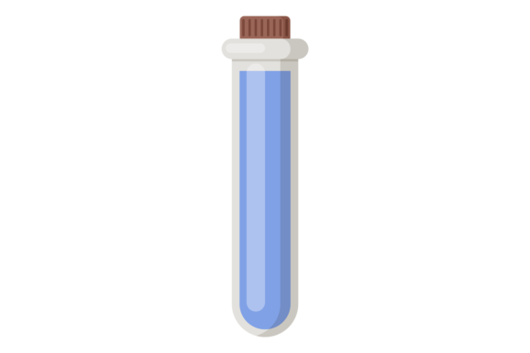 Test Tube with Blue Liquid. Medical Lab Graphics